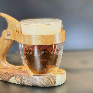 Tasse "Rabot" en palissandre et noyer & verre isotherme 400 ml.